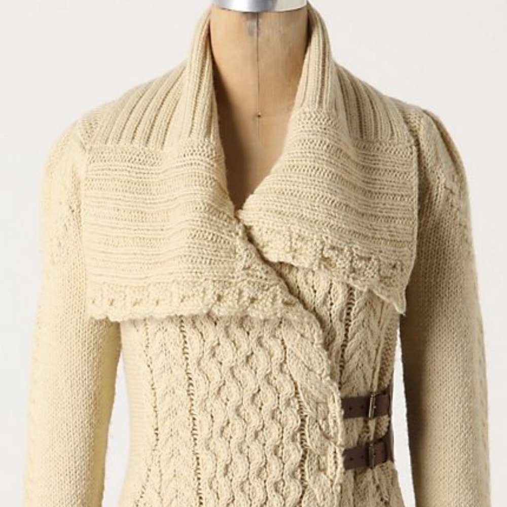 anthro angel of the north blanched & buckled cardi - Picture 2 of 8